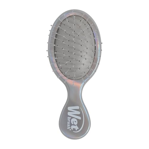Wet Brush Mini Detangler Hair Brush, Chrome (Iridescence Icon), Detangling Travel Hairbrush, Ultra-Soft IntelliFlex Bristles Glide Through Tangles with Ease, Pain-Free, All Hair Types, Limited Edition - color: Iridescence Icon Chrome
