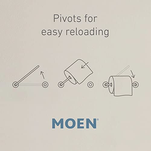 Moen Genta LX Brushed Nickel Modern Wall Mount Pivoting Toilet Paper Holder, Modern Toilet Roll Holder for Bathroom, BH3808BN - color: Brushed Nickel