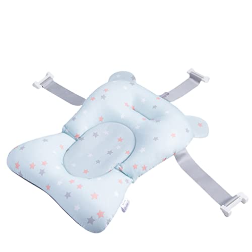 Baby Bath Cushion Pad Newborn Bathtub Mat Infant Bath Supporter Net Baby Bathtub Pillow Non-Slip Floating Bathing Tub Seat (Light Blue Star, 28cm*43cm*26cm) - color: Light Blue Star