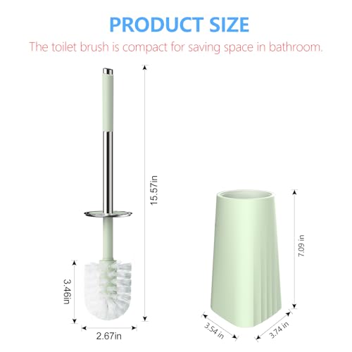 SetSail Toilet Brush, Compact Size Toilet Bowl Brush and Holder Toilet Brushes for Bathroom with Stainless Steel Handle Toilet Cleaner Brush with Durable Scrubbing Bristles, Splash-Proof, Green - color: Green, size: 1 pack