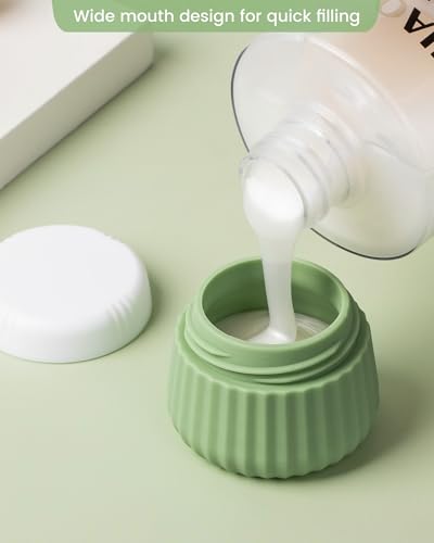 Mrsdry Travel Containers for Toiletries 4 Pack, TSA Approved Travel Size Toiletries, With Clear Bag Leak Proof Silicone Jars, Creams Jars Carrying Small Items - color: Water Green, size: 1 oz