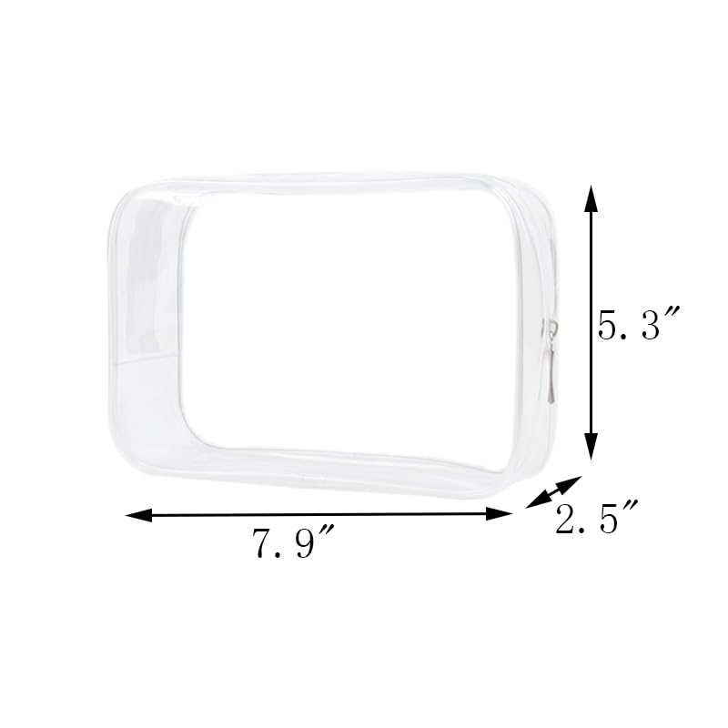 Buminee Clear Travel Bags 3 Pack 7.9"x2.5"x5.3" Multipurpose Transparent TSA Cosmetic Bag Clear Pouch For Toiletry, Makeup, Traveling - Single Zipper - color: all clear 3 pcs