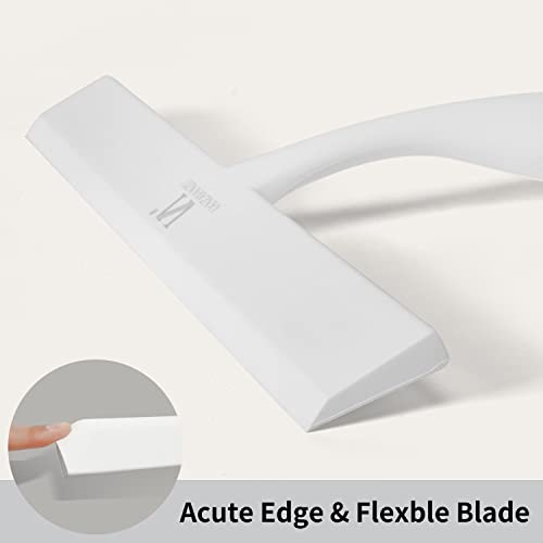 Shower Squeegee for Glass Doors, 11-Inch Silicone Squeegee with Non-Slip Handle and Adhesive Hook for Bathroom, Mirror, Tile, Car Window (White) - color: White