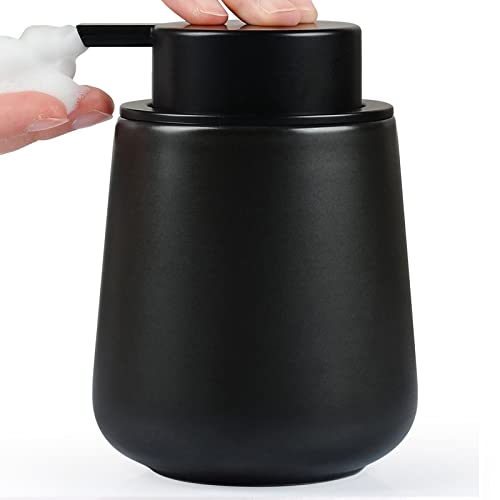 Bosilunlife Ceramic Foaming Soap Dispenser - 12Oz Bathroom Countertop Kitchen Dish Soap Pump Dispenser Foam Soap Dispenser - Matte Black - color: Matte Black