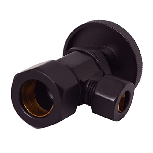 Westbrass Round Handle Angle Stop Shut Off Valve, 1/2" Copper Pipe Inlet with 3/8" Compression Outlet, Oil Rubbed Bronze, D105-12 - color: Oil Rubbed Bronze, size: 1 Pack
