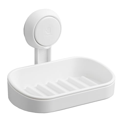 TAILI Soap Holder Soap Dish for Shower, Suction Cup Soap Holder for Shower Wall, Bathroom Accessories, Removable Strong Hold Soap Saver, Drill Free, White - color: White, size: 1 Tier
