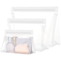 PACKISM Leak Proof Clear Toiletry Bag - Sealed TSA Approved Toiletry Bag with Reinforced Seams, Reusable and Easy to Clean, Clear Travel Bags for Toiletries, Food-grade PEVA, 1L+1M+1S, White - color: 0-1L 1M 1S-A White