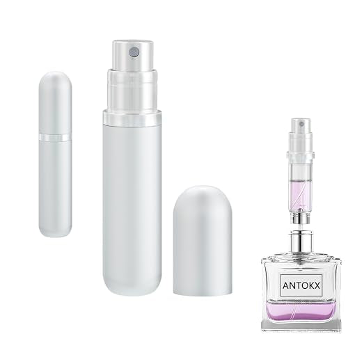 Travel Perfume Atomizer Refillable Bottle - 5ML Leakproof Luxury Travel Perfume Atomizer, Refillable Perfume Spray Bottle for Women (Silver) - color: Silver