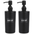 Segbeauty Glass Soap Dispenser Set, 2pcs 15.2oz Refillable Bathroom & Kitchen Dispensers, 450ml Black with Pump & Labels - color: Dark Black, size: 15.2oz/450ml