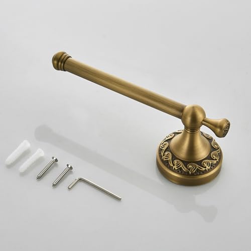 Flybath Toilet Paper Holder Brushed Brass Antique Wall Mounted for Bathroom | Exquisite Pattern Carving, Rustproof Sturdy, Heavy Duty, Easy to Fit, Vintage Gold Loo Roll Holder, Bath Paper Storage Bronze