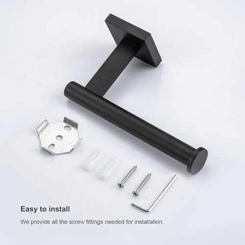 Matte Black Toilet Paper Holder Wall Mount, SUS304 Stainless Steel Bathroom Tissue Roll Holder, Heavy Duty No-Wobble Square Design, Fingerprint Resistant, Hardware Included - color: Matte Black