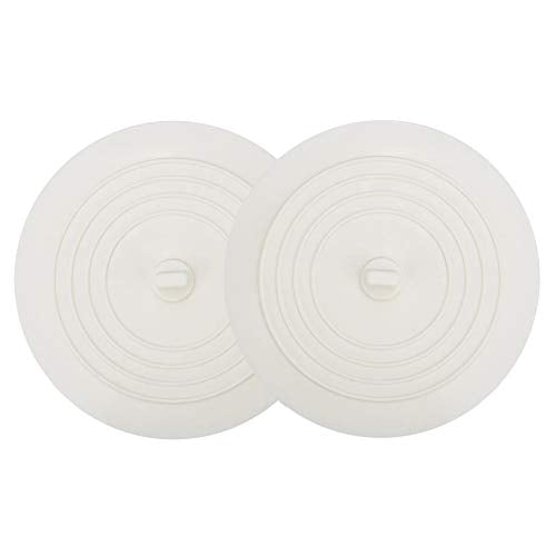 V-TOP Tub Stopper 2 Pack, 6 inches Large Silicone Drain Plug Hair Stopper Flat Suction Cover for Kitchen Bathroom and Laundry - color: 6" White
