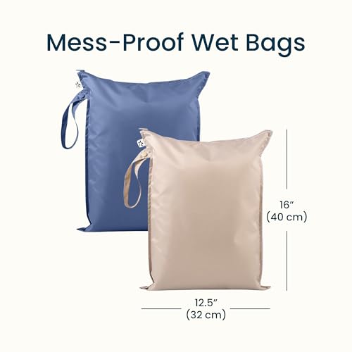 Tiny Twinkle Mess Proof Wet Bags | 2-Pack Reusable Waterproof Wet Bags for Swimsuits | Baby Clothes | Travel & Diaper Bag (Periwinkle,Pebble) - color: Periwinkle,Pebble, size: 2 Pack