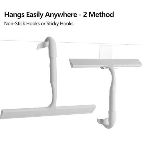 Shower Squeegee for Glass Doors, 2-in-1 Silicone Shower Squeegee with Hook,Hang Anywhere | Streak-Free Bathroom Squeegee | Household Window Mirror Squeegee for Bathroom, Glass, Tile Wall, Car | Gray - color: Gray
