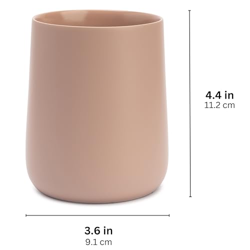 Yew Design Matte Dusty Pink/Mauve Toothbrush and Toothpaste Holder and Cup for Bathroom Vanity and Countertop, Round Organizer for Electric Toothbrushes, Floss, Razors, Cotton, and Mouthwash - color: Round Matte Dusty Pink/Mauve