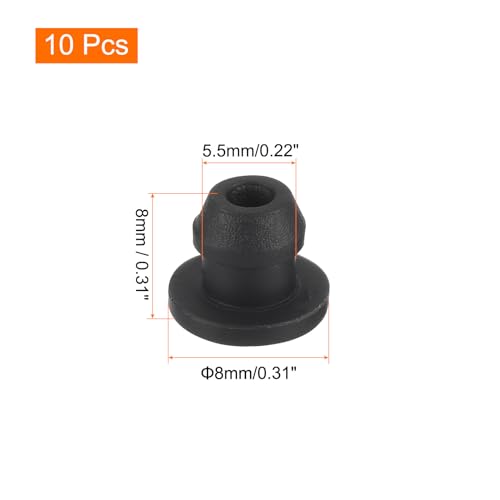 MECCANIXITY Silicone Snap in Locking Hole Plugs,Rubber Panel Seal Cover Flush Type Panel Round for Kitchen Rubber Bulkheads Waterproof Sealing Plugs 5.5mm/0.2 Inch Diameter Black,Pack of 10 - size: 5.5mm