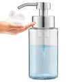 Glass Foaming Hand Soap Dispenser, 10 oz Easy Refill Glass Soap Dispenser, Foam Dispenser with Stainless Steel Pump & Waterproof Labels, Clear Foam Soap Bottle for Bathroom Countertop - color: Brushed Nickel Foam 1pc