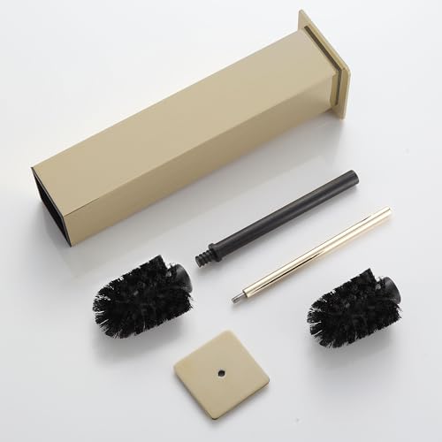 BVL Toilet Brush and Holder Set Brushed Gold Stainless Steel 304 Square Freestanding Toilet Brush for Bathroom - color: Brushed Gold