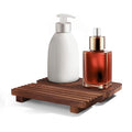 SAMEBUTECO 2 Packs Rustic Wood Tray,Riser Bathroom Soap Dish Holder,Footed Pedestal Stand for Vanity,Dispenser,Countertop,Size 8.7x4x1.7''