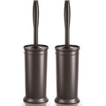Toilet Brush and Holder 2 Pack, Toilet Bowl Brush with Extra Long Handle, Toilet Scrubber and Covered Holder, Toilet Brushes for Bathroom-Space Saving, Covered Brush, Durable, Deep Cleaning(Bronze) - color: Bronze
