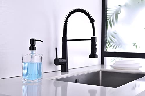13.5 Oz Clear Glass Soap Dispenser with Matte Black Rust-Proof Stainless Steel Pump - Refillable Hand/Dish Soap Dispenser for Bathroom Countertop & Premium Kitchen - color: Matte Black