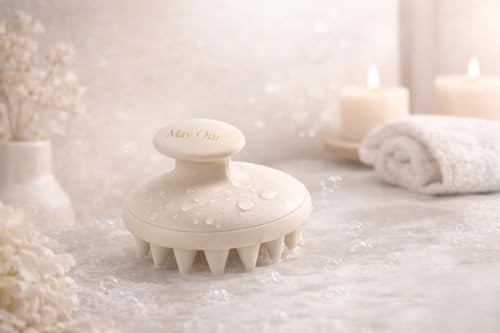 May Our Scalp Massager Shampoo Brush – Soft Silicone Head Scrubber for Relaxing Scalp Massage – for Women, Men & Kids – Wet & Dry Use