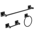 RUACQ 3 Pieces Bathroom Hardware Set, SUS 304 Stainless Steel Toilet Paper Holder, Towel Ring, 18-inch Towel Bar Set, Wall Mounted, Heavy Duty (Matte Black) - color: Matte Black, size: 3pcs