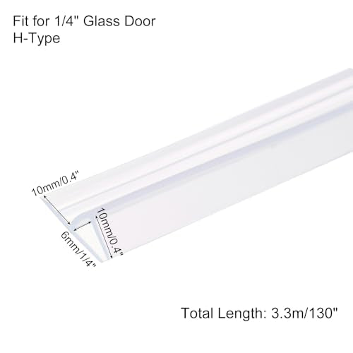 uxcell Shower Door Side Seal, H-Type Shower Door Sweep for 1/4" Glass 130" Long Silicone Frameless Glass Door Seal Strip, Stop Shower Leaks, Clear - size: 1/4" Glass 130" Long
