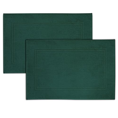 Tens Towels Pack of 2 Bath Mats 100% Cotton, 20 x 32 Inches, Super Absorbent, Hotel Quality Premium Floor Towels, Luxurious, Soft & Quick Dry, Not a Bathroom Rug (Hunter Green) - color: Hunter Green