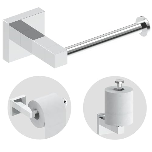 RUACQ Toilet Paper Holder Wall Mount,Square Base Tissue Roll Holder for Bathroom,Toilet Roll Holder Stainless Steel(Chrome) - color: Chrome, size: Wall Mount
