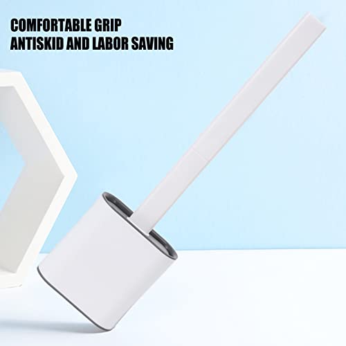 Toilet Bowl Brush Longer Handle Wall Mounted Toilet Brush, Flexible Toilet Bowl Brush Bathroom Washing Bowl Brush Kit Sturdy Washing Toilet Brush with Drain Box, Wall Mounted Flexible (White)