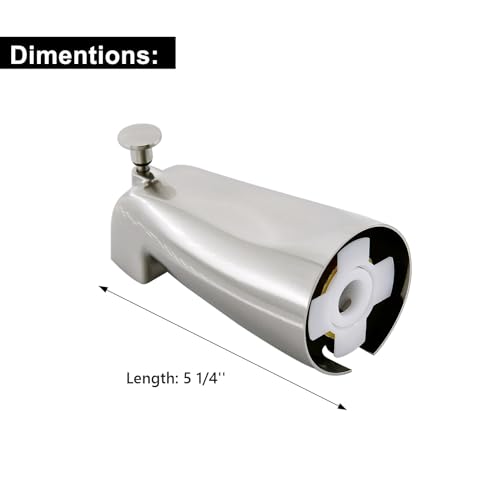 Slip Fit Tub Spout with Pull-Up Diverter for 1/2 inch Copper Tube, Brushed Nickel - color: Brushed Nickel