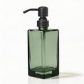 13.5 Oz Green Glass Soap Dispenser with Rust Proof Stainless Steel Pump, Antique Design Refillable Square Lotion Dispenser for Bathroom, Premium Kitchen Hand Soap (Oil Rubbed Bronze) - color: Gree +Oil Rubbed Bronze