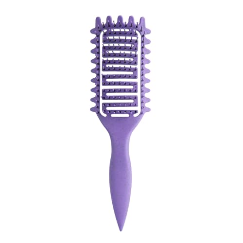 Curl Defining Brush for Curly Hair, Vented Detangling Hair Brush for Wet and Dry Styling, Curved Brush for Shaping and Smoothing Curl Clumps, Lightweight Hair Brush （Purple） - color: Purple