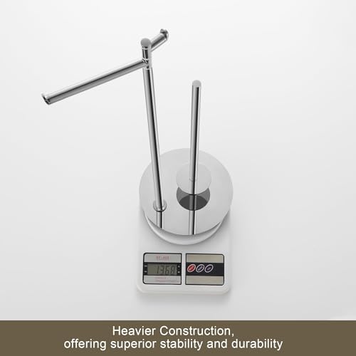 BVL Freestanding Toilet Paper Holder with Hook, Polished Chrome Stainless Steel Weighted Toilet Paper Holder Stand, Bathroom Freestanding Toilet Paper Holder Holds 5 Rolls - color: Chrome