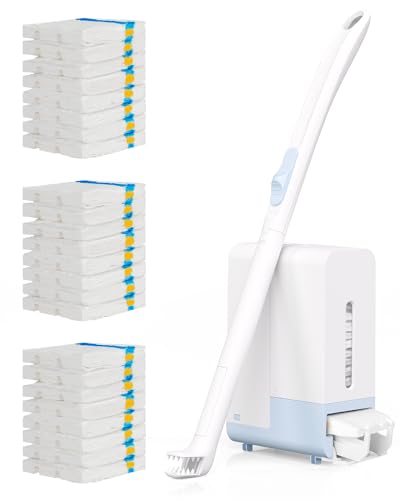 AIR U+ Disposable Toilet Brush Wand for Scrubbing Bubbles Flushable Refills, Wall Mount Toilet Cleaning System with 24 Count Refills + 1 Toilet Wand + 1 Automatic Visual Caddy - color: 1 Caddy+ 1 Wand+ 24 Refills
