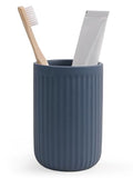 INGOFIN Ceramic Toothbrush Holder, 12 oz Toothpaste Holder Bathroom Cup, Tooth Brush Holder for Vanity Countertop, Organizer Storage for Cosmetic, Makeup, Office Pencils, Matte Blue