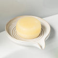 Soap Dish with Drain, Ceramic Soap Holder Self Draining Bar Soap Saver with Waterfall Design for Shower Bathroom Kitchen Sink Bathtub, Beige White - color: Beige White, size: Round