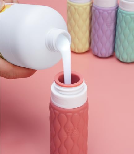 Silicone Travel Bottles for Toiletries 8 Pack Travel Size Toiletries 3.4 oz 1.7 oz, Leakproof Squeeze Travel Size Containers Refillable Cosmetic Jars Set for Shampoo, Conditioner, Creams - color: Sweet Ripple-3.4oz