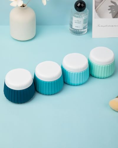 Mrsdry Travel Containers for Toiletries 4 Pack, TSA Approved Travel Size Toiletries, Travel Size Containers, With Clear Bag Leak Proof Silicone Jars, Travel Essentials Creams Jars Carrying Small Items - color: Blue, size: 3 oz