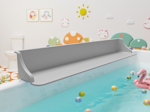 Cushore 3-Ft Bathtub Splash Guard PlayPad with Strong Suction Cups, Toy Tray Caddy Holder Storage, No-Leak, Mess-Free Bath Time for Kids, Grey - color: Grey