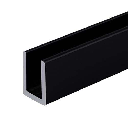Brixwell SDCD38MBL-CCP4 Matte Black 3/8" Fixed Panel Shower Door Deep U-Channel 4 inch Sample - color: Matte Black, size: 4 Inch - Sample