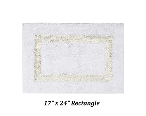 Better Trends 100% Cotton Hotel Collection Bath Mats Set, White & Ivory Mats - Tufted, Reversible & Absorbent & Machine Washable 2 Piece Bathroom Rug Set, Shower & Sink Bath Rug - color: White & Ivory, size: 2 Piece Set (17" x 24" | 24" x 40")