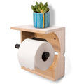 Toilet Paper Holder with Shelf - Easy to Install Wall Mounted Wood Toilet Paper Holder - Mounts to Most Surfaces - Fits All Toilet Paper Types from Regular to Mega Sizes (Natural)