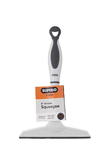 Superio Rubber Squeegee, Streak Free All Purpose Window Squeegee, Comfort Grip Handle and Hanging Hook (Grey, 6 Inch) - color: Gray