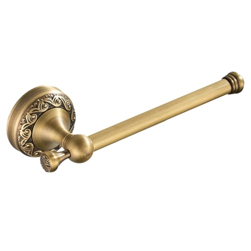 Flybath Toilet Paper Holder Brushed Brass Antique Wall Mounted for Bathroom | Exquisite Pattern Carving, Rustproof Sturdy, Heavy Duty, Easy to Fit, Vintage Gold Loo Roll Holder, Bath Paper Storage Bronze