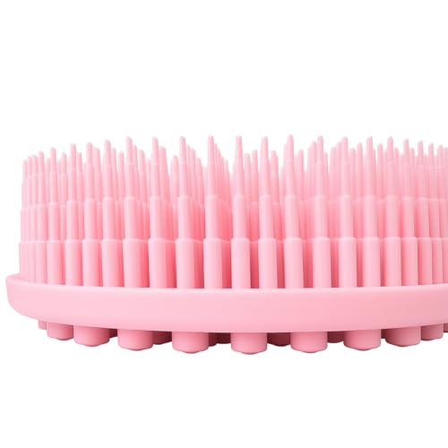 Silicone Body Scrubber, Exfoliating Loofah Alternative for Women Men, Soft Silicone Body Shower, 2 in 1 Bath and Shampoo Brush for Sensitive Skin, Back,Showering, Brush Exfoliator (Pink) - size: Pink
