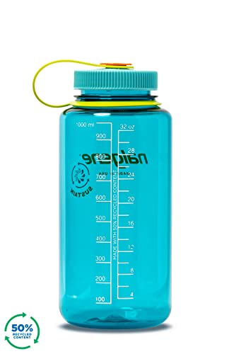 Nalgene 32 oz Wide Mouth Water Bottle | BPA-Free, Durable & Leak Proof, Lightweight Bottle for Hiking & Gym, Work & Travel - color: Cerulean, size: 32 Ounces (Pack of 6)