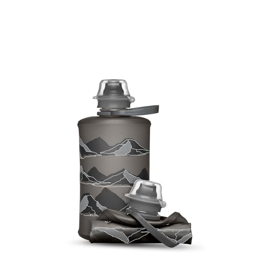 HydraPak Stow Collapsible Water Bottle – 350ml, 500ml, 1L – Ultralight, Leak-Proof, BPA-Free, Filter Compatible Travel & Hiking Flask - color: MTN Mammoth Grey, style: 12oz/350ml