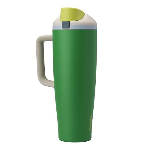 Owala FreeSip Tumbler Insulated Stainless Steel Water Bottle with Built-in Straw and Side Handle, For Travel, Work, School, and Sports, 40oz, BPA Free, Leak Proof, Putting Green - color: Putting Green, size: 40 Ounces